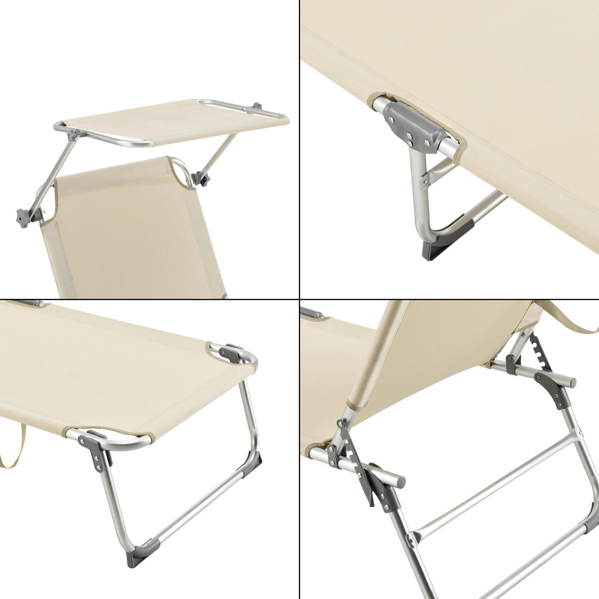 SONNENLIEGE Legorreta - Beige, Textil/Metall (189/28/57cm) - [en.casa]
