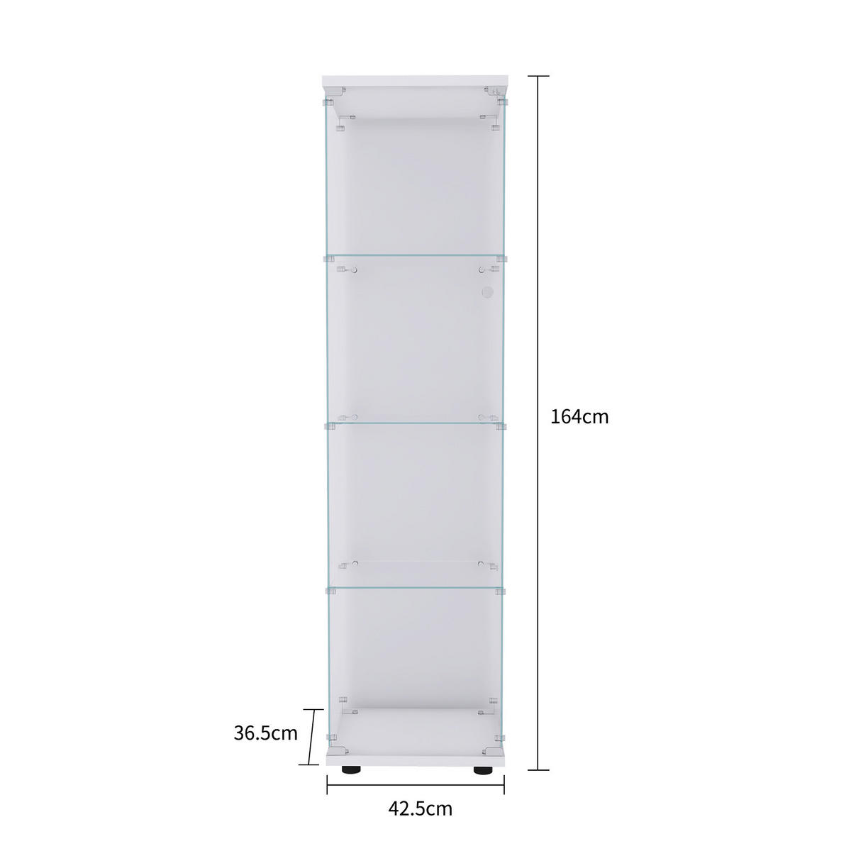 VITRINE Glasvitrine, Weiß, 4 Ebenen - Weiß, Holz (36.5/164/42.5cm)