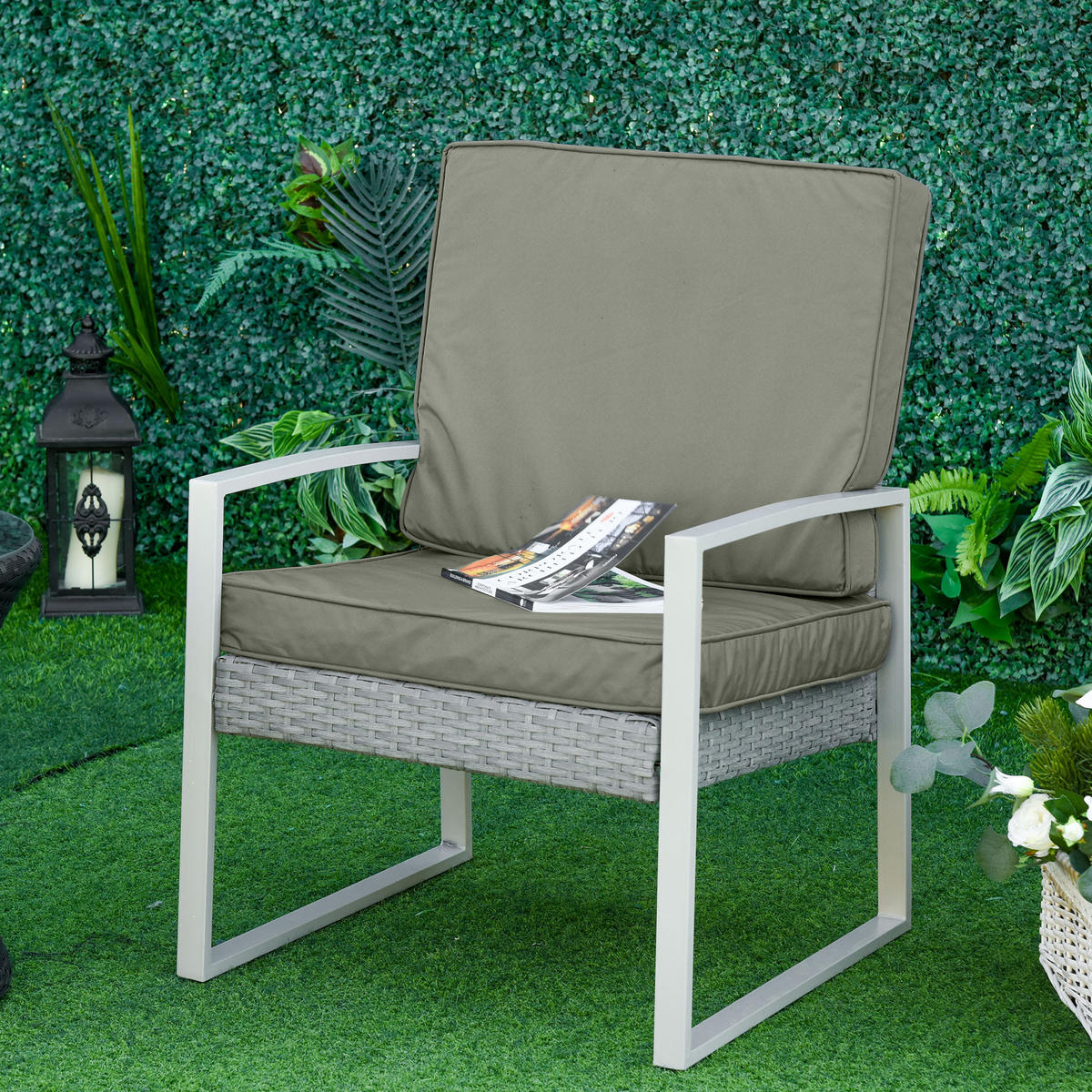 SITZKISSEN 2er-Set 56 x 52 cm - Dunkelgrau, Kunststoff (52/7/56cm) - Outsunny