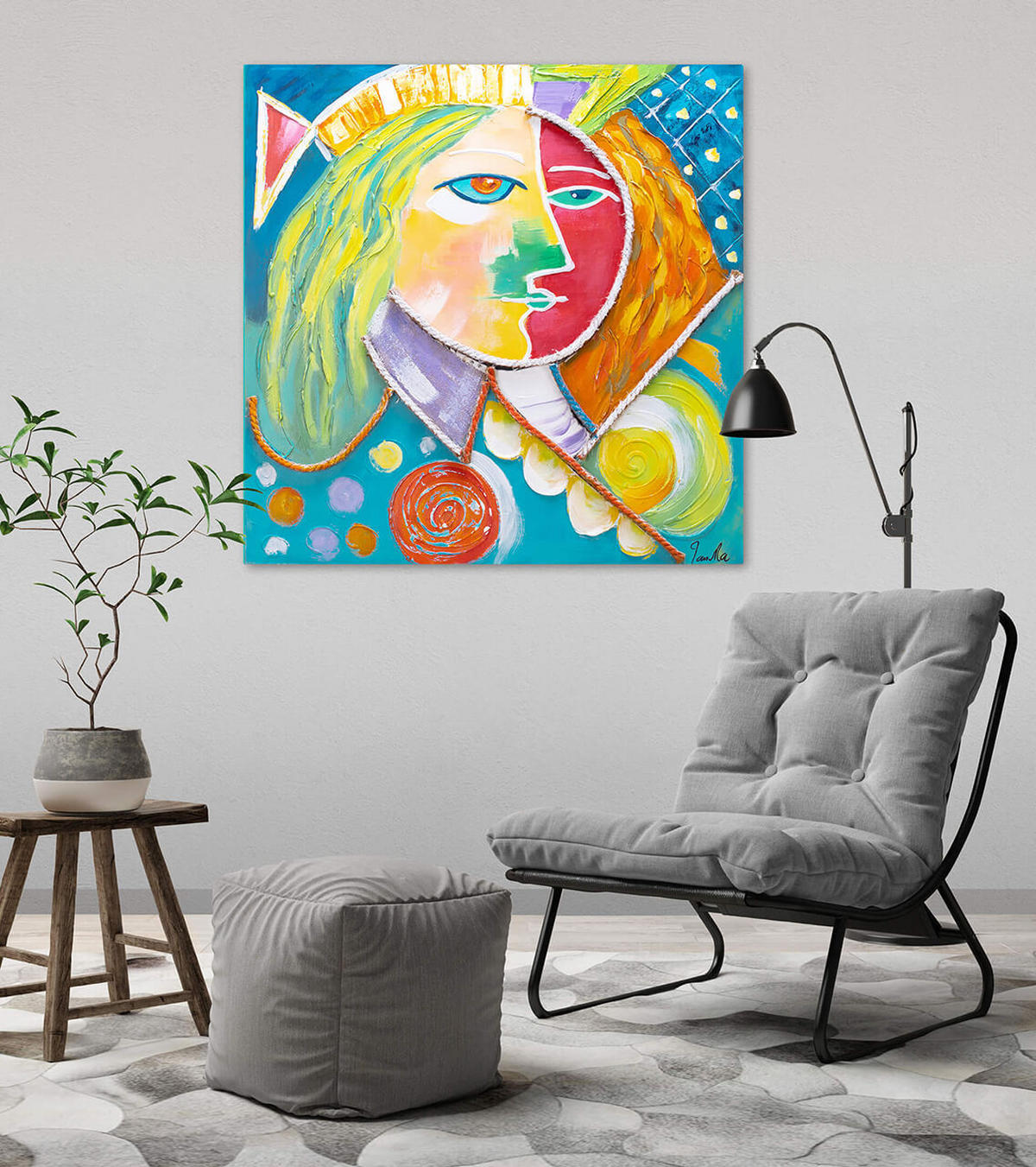 ACRYLBILD HANDGEMALT 80/80 cm - Multicolor, Holz/Textil (80/80cm) - KUNSTLOFT