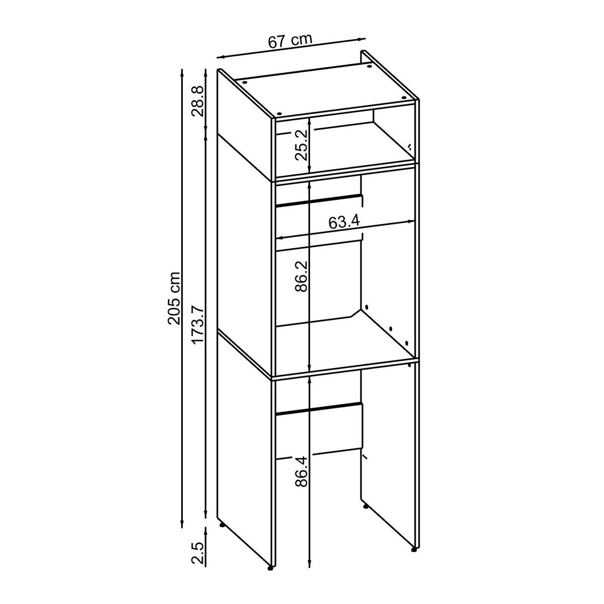 WASCHMASCHINENSCHRANK DUO-I 67cm Breit, 214cm Hoch - Weiß, Holzwerkstoff (67/214/67cm)