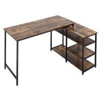 COMPUTERTISCH Bürotisch Regal platzsparend Spanplatte Metall Rustikales Braun - Braun, Kunststoff (135/90/79cm) - HOMCOM