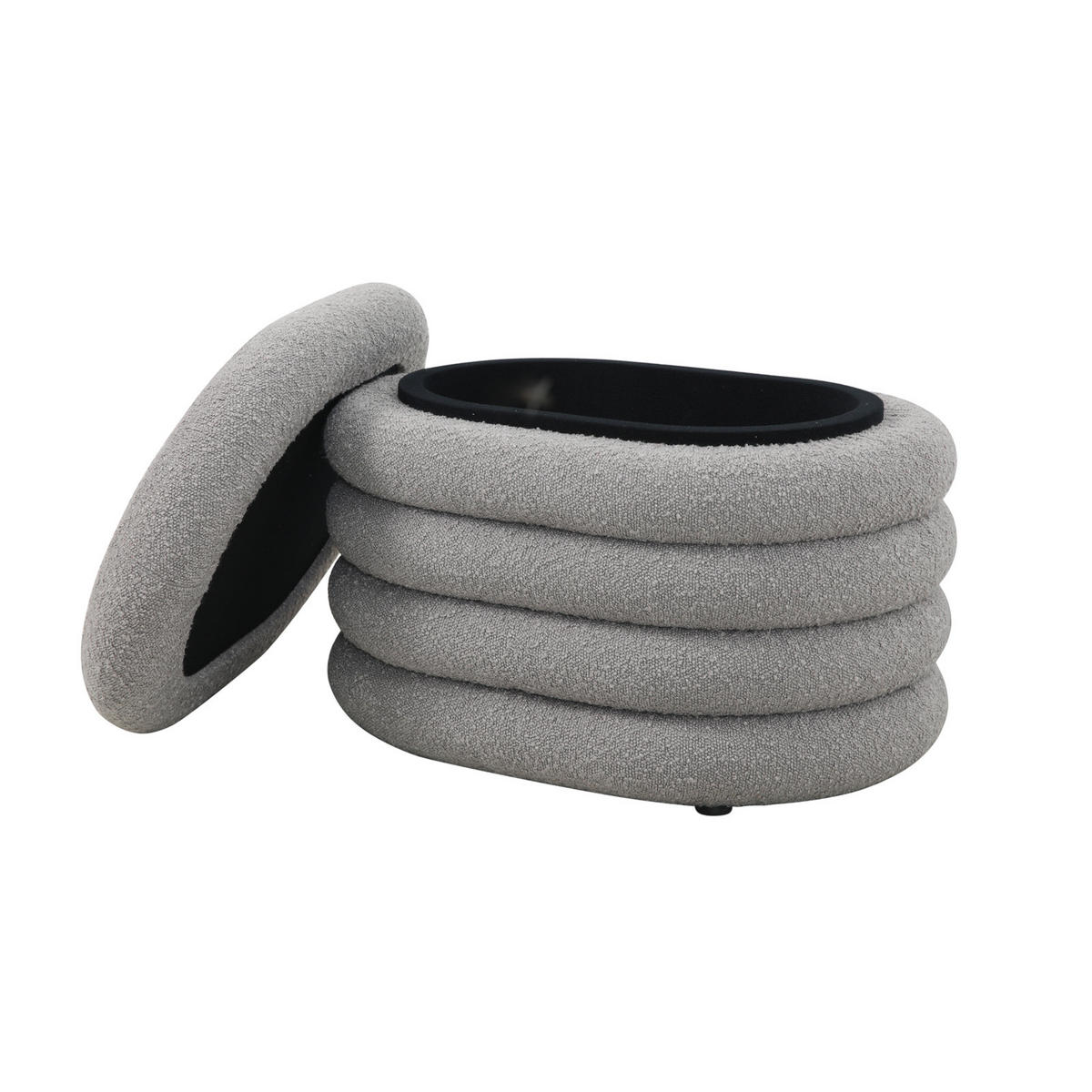 HOCKER BLOSSOM mit Aufbewahrung Boucle Hellgrau - Hellgrau, Textil (45/42/60cm) - SVITA
