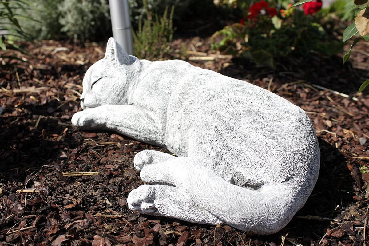 STEINFIGUR gross Katze schlafend - Grau, Stein (38/10/20cm) - stoneandstyle