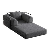 SCHLAFSOFA 2-in-1 mit Armlehnen-Ablagefach und Stahlrahmen grau Chenille 200/90/85 cm - Grau, Textil (94/49.5/94cm) - OKWISH