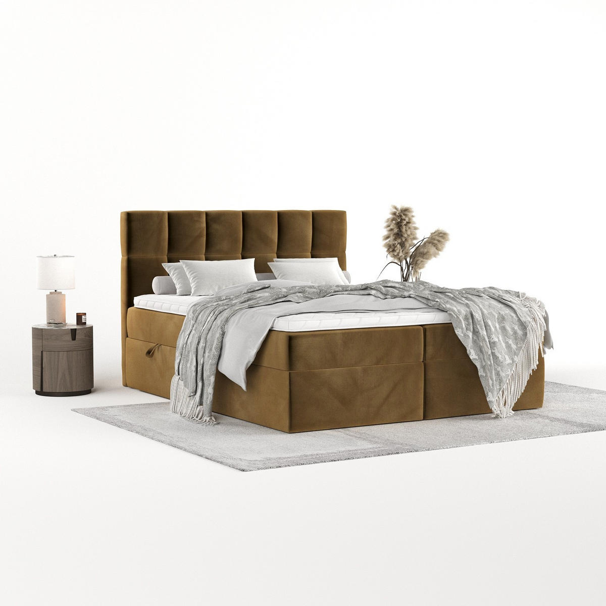 POSTEL BOXSPRING VARENO 180/200 Medově žlutá - černá/med, kov/dřevo (180/200cm) - AltaBeds