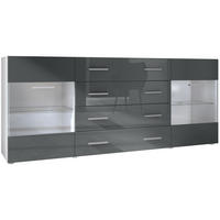 SIDEBOARD Carlos Grau Hochglanz - Grau, Holzwerkstoff (166/72/35cm) - Vladon