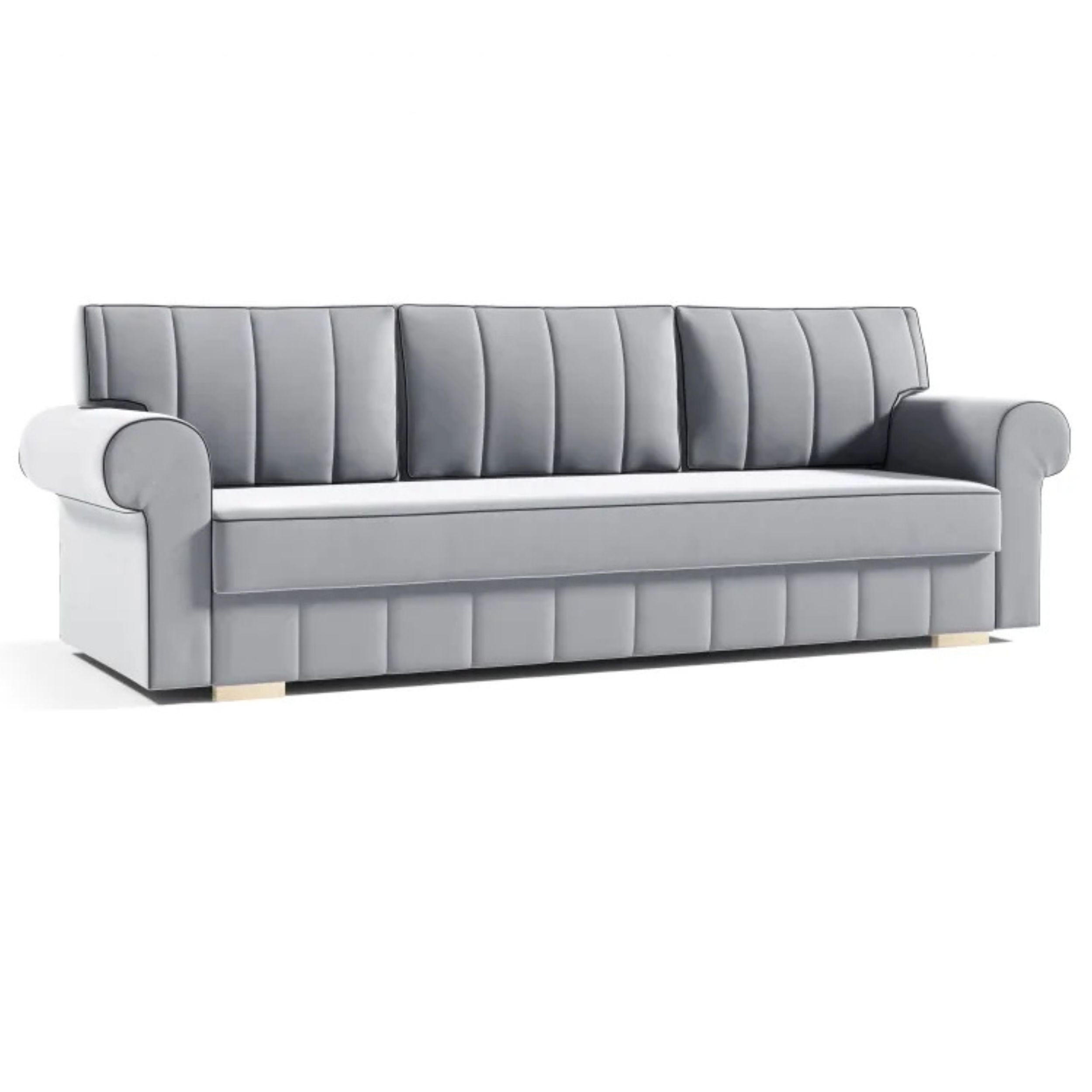 SCHLAFSOFA INES, Sofa mit Schlaffunktion und Bettkasten, Farbe: Grau, Veloursstoff - Grau, Textil (237/90/85cm) - Sepro Meble