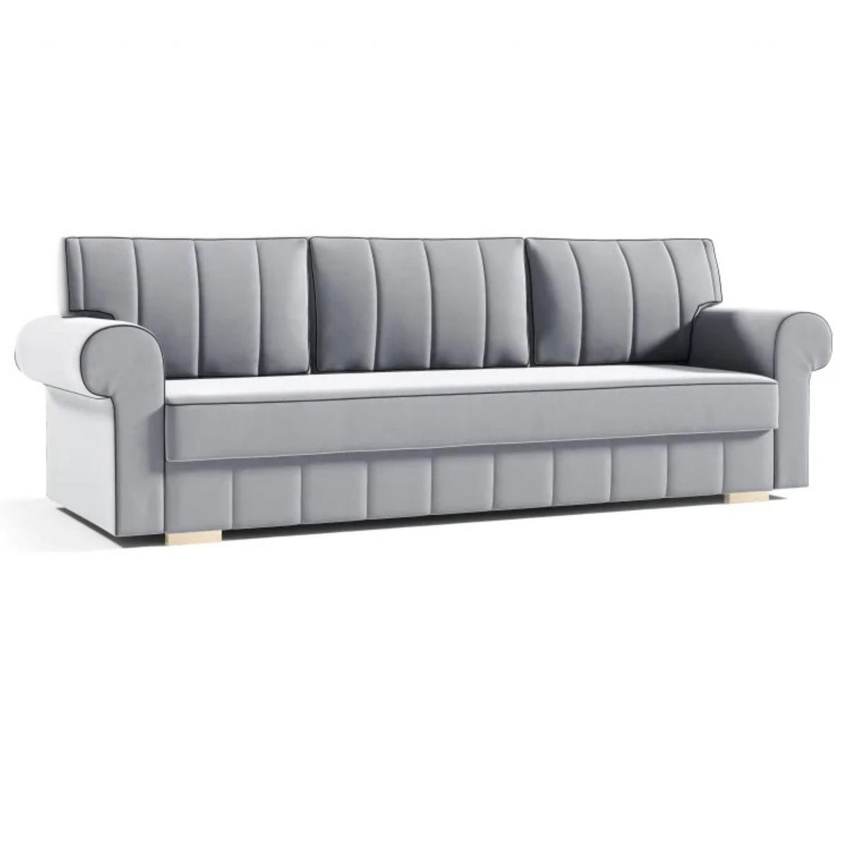 SCHLAFSOFA INES, Sofa mit Schlaffunktion und Bettkasten, Farbe: Grau, Veloursstoff - Grau, Textil (237/90/85cm) - Sepro Meble