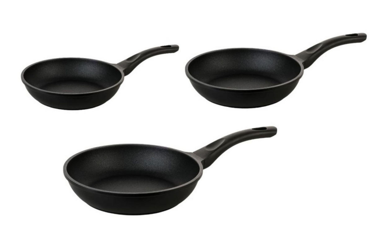 PFANNENSET Tomalin 24/26/28 cm - Schwarz, Kunststoff/Metall - Mulex