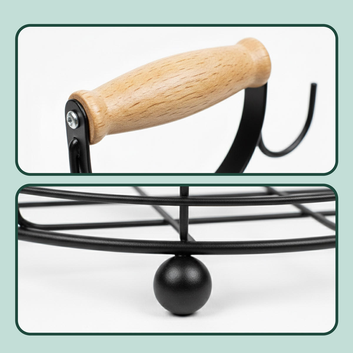 OBSTKORB-ETAGERE - Schwarz, Holz/Metall (28.5/53cm) - Relaxdays