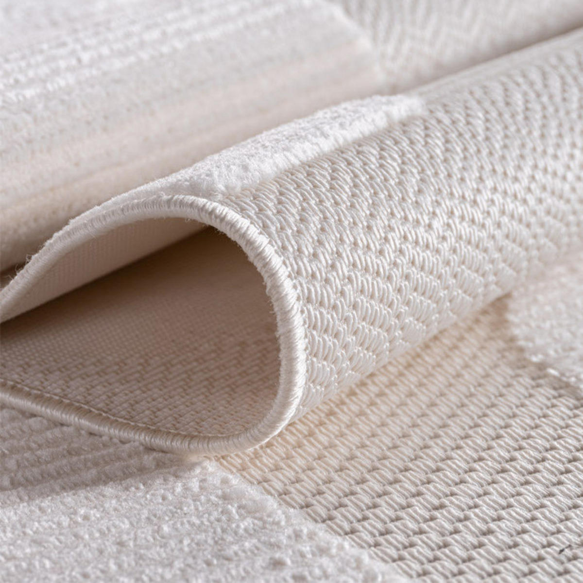 TEPPICH In-/Outdoor Kurzflor 3D-Relief Polypropylen Küche Creme Rechteckig 140x200 - Creme, Textil (140/200cm) - KADIMA DESIGN