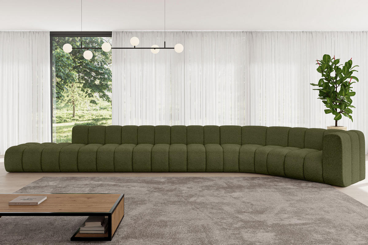ECKSOFA modulares Sofa Tilmo-L3 - 581x194x70 cm Grün - Grün, Holzwerkstoff/Textil (581/194cm) - ALTDECOR