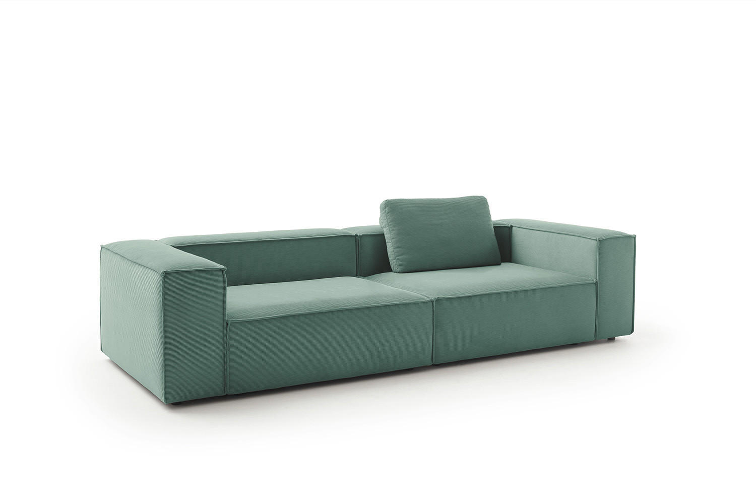 SOFA CARMO Smaragdgrün Cord - Smaragdgrün/Schwarz, Kunststoff/Textil (306/68/118cm) - KAWOLA