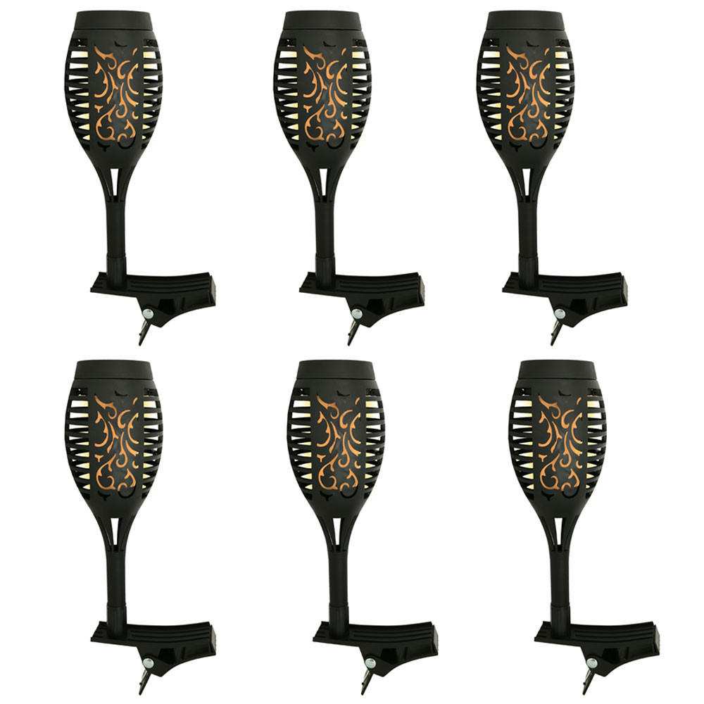 6X LED AUSSENLEUCHTE Solarfackeln Schwarz - Schwarz, Kunststoff (7.5/7.5/26cm)