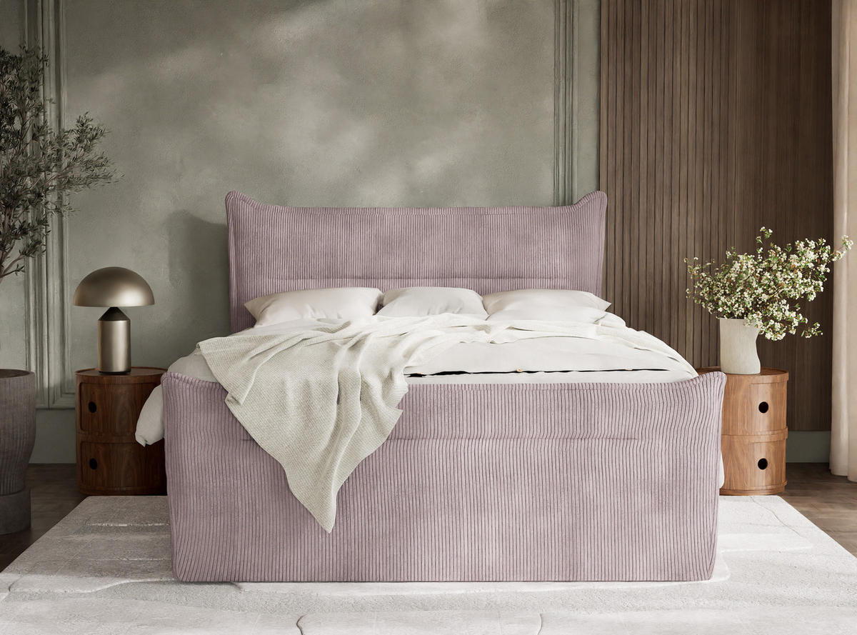 BOXSPRINGBETT Pelino 160/200 cm, in Lila, Bettkasten, Matratze, Topper - Lila/Schwarz, Holz/Holzwerkstoff (160/200cm) - Maison de Reve