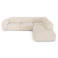 ECKSOFA RECHTS Gerippter Samt Creme 269cm - Creme, Textil (269/221cm) - Sia Home