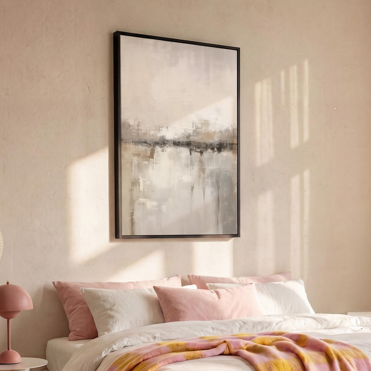 LEINWAND Bilder mit Rahmen - Moderne Kunst - Abstrakt - Beige - 80x120 - Beige, Textil (80/120cm) - MuchoWow