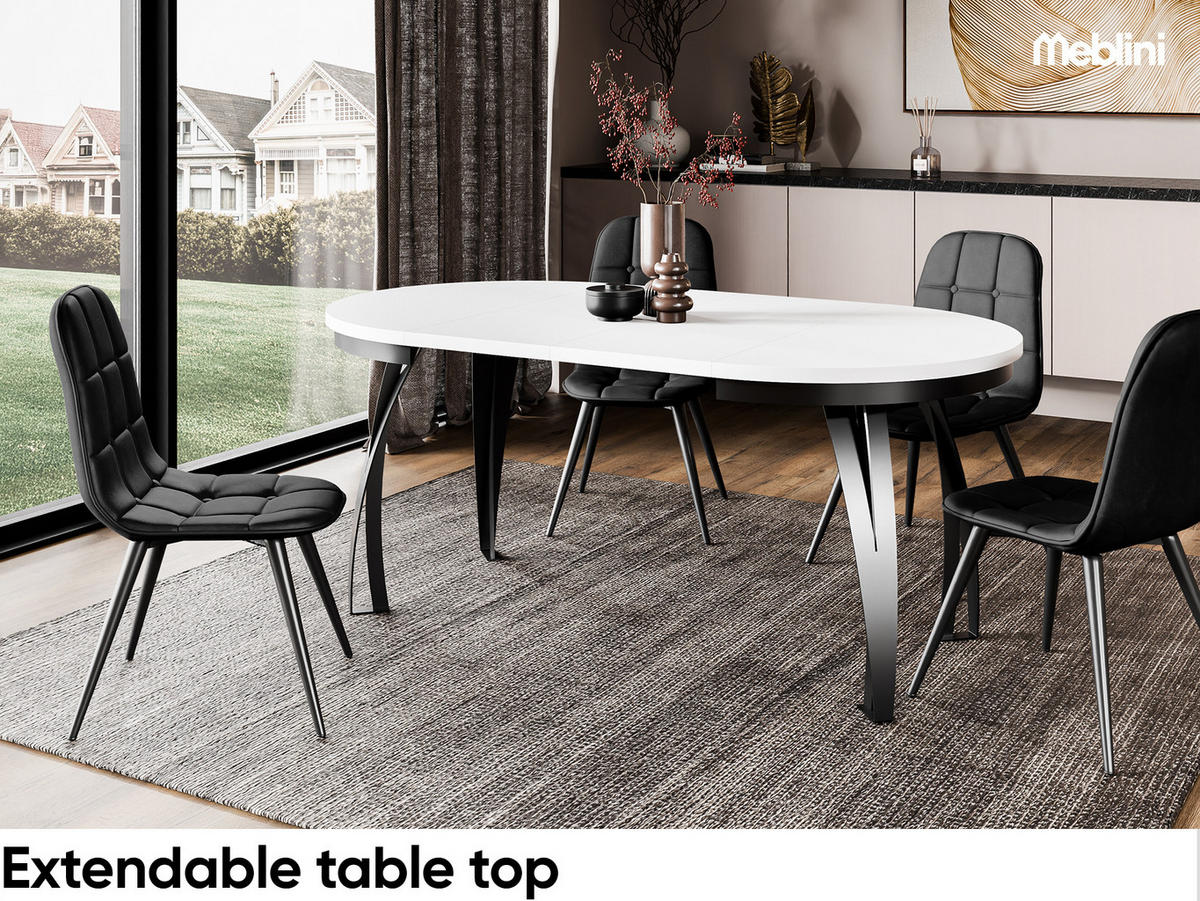 ESSTISCH LUNGA - Schwarz/Weiß, Holzwerkstoff (100/100/77cm) - Meblini