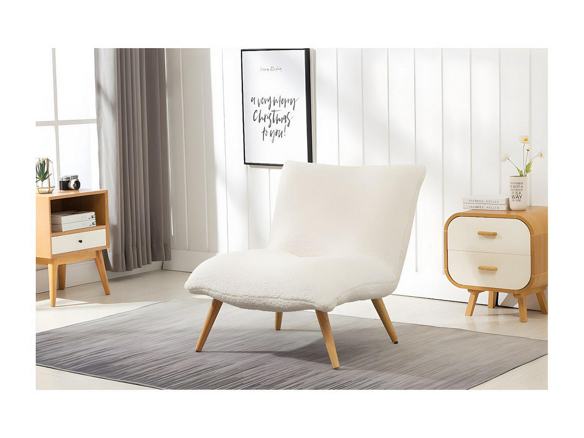 SESSEL - Baumwollfleece - Lammfell-Imitat - Weiß - PEPITA - Weiß, Textil (90/81/77cm) - Vente-Unique