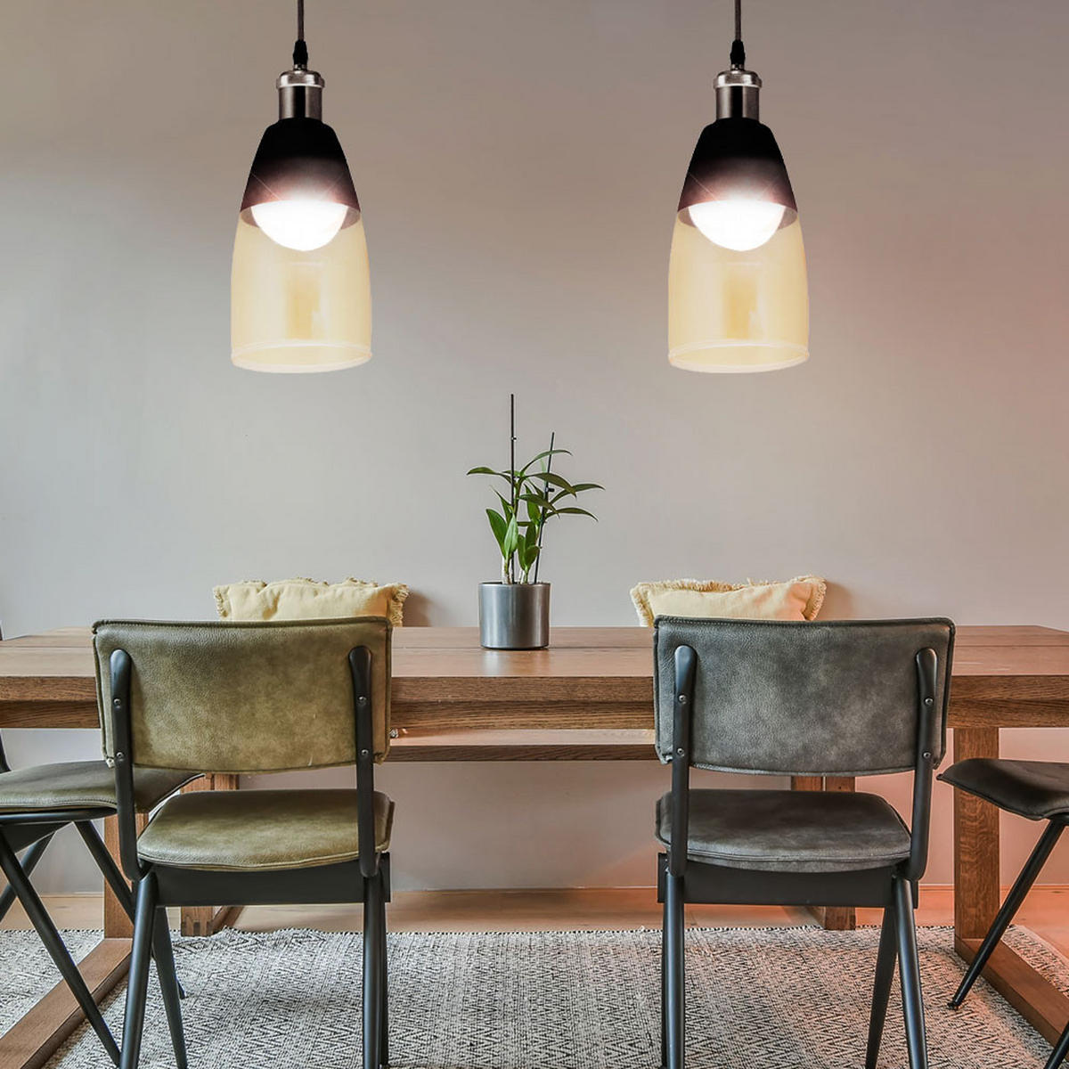 HÄNGELEUCHTE Glasschirm Beige - Beige, Glas/Metall (13/13/134cm) - Globo Lighting