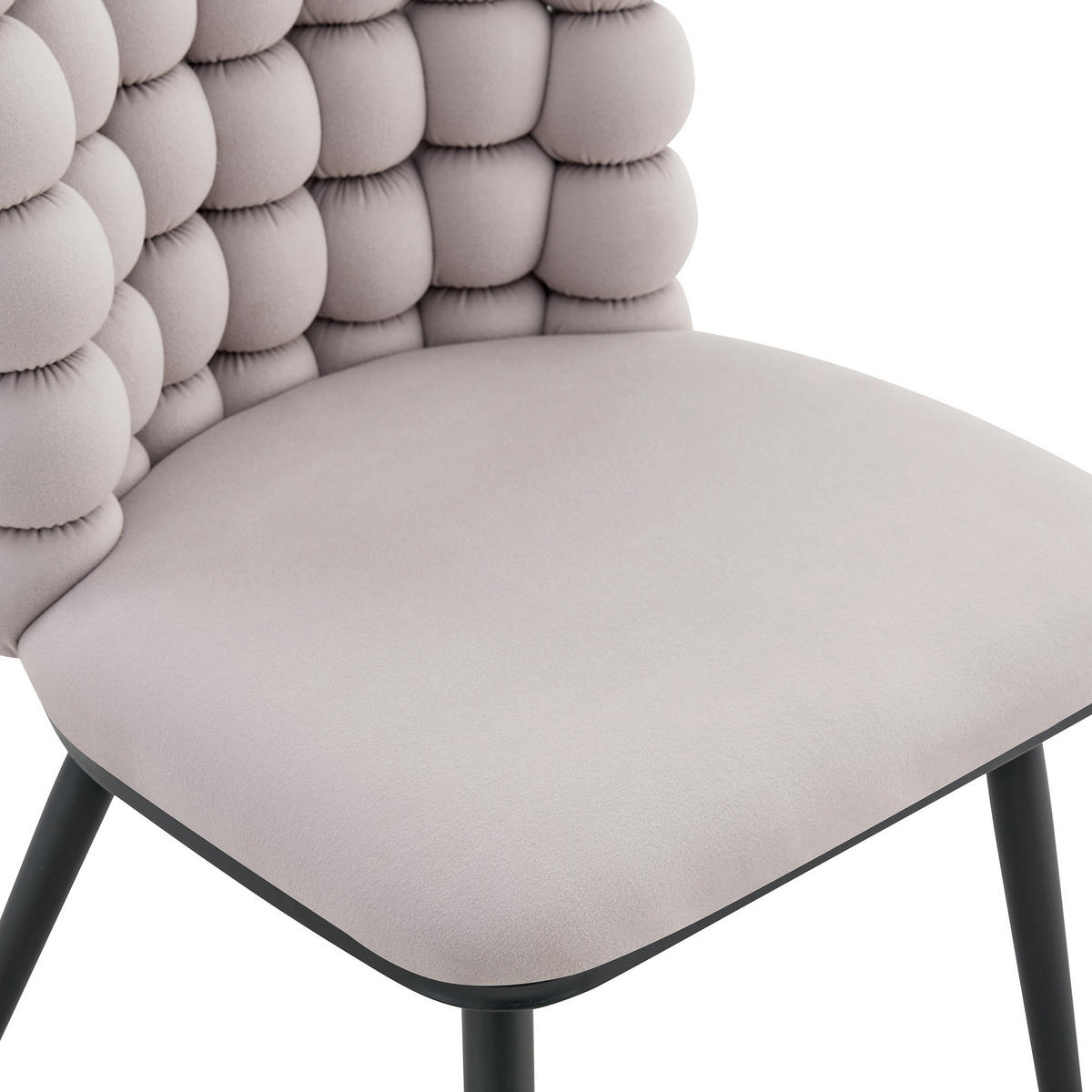STUHL-SET DE-36754 2 Stück mit Kugelketten-Rückenlehne und Samtbezug Hellgrau - Hellgrau, Metall (48/88/54cm) - ComfortXL