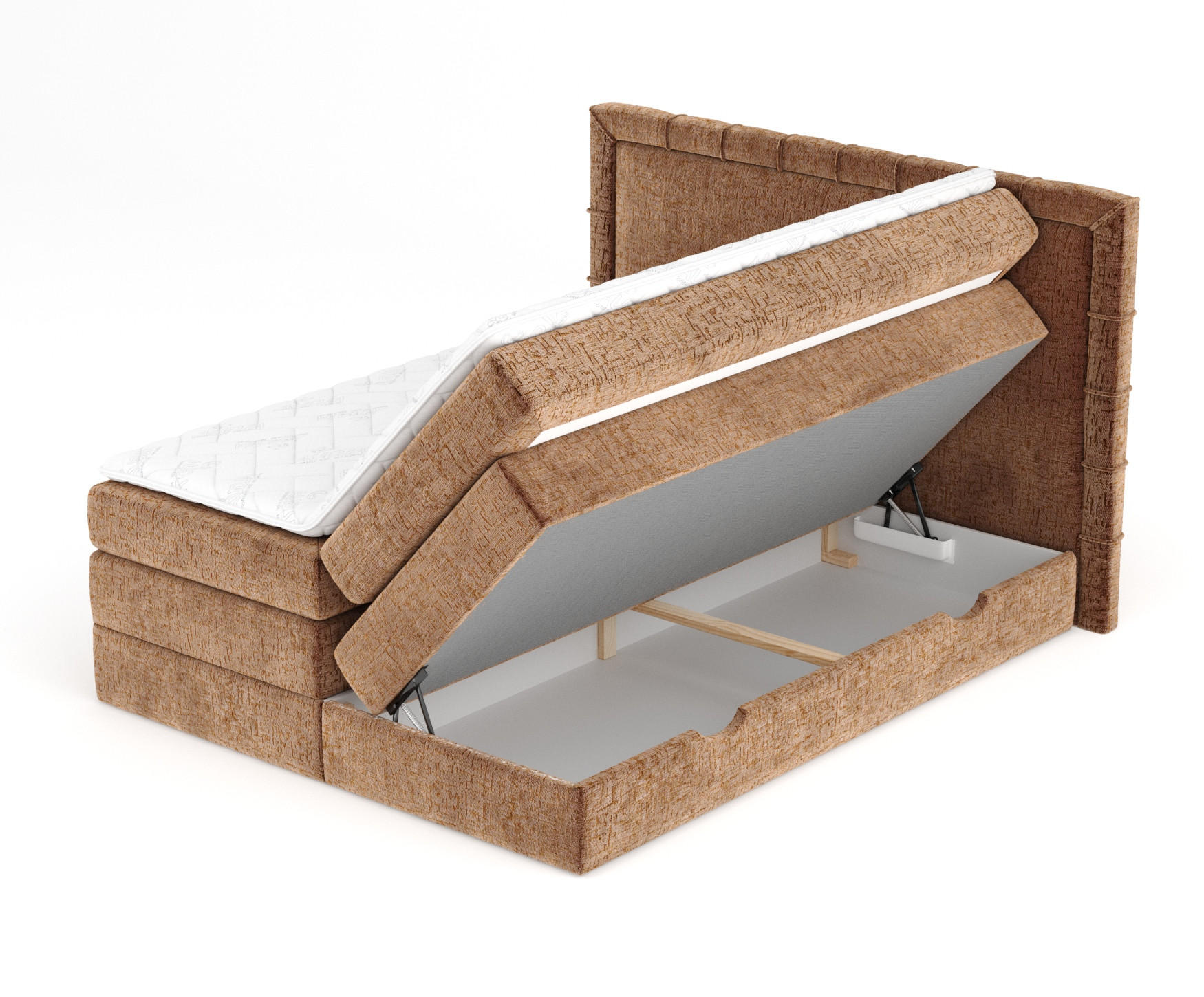 BOXSPRINGBETT Rosabel Kupfer 200/200 cm mit Matratze und Topper - Schwarz/Kupferfarben, Holz/Holzwerkstoff (200/200cm) - Maison de Reve