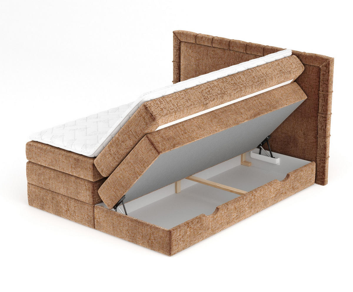 BOXSPRINGBETT Rosabel Kupfer 200/200 cm mit Matratze und Topper - Schwarz/Kupferfarben, Holz/Holzwerkstoff (200/200cm) - Maison de Reve