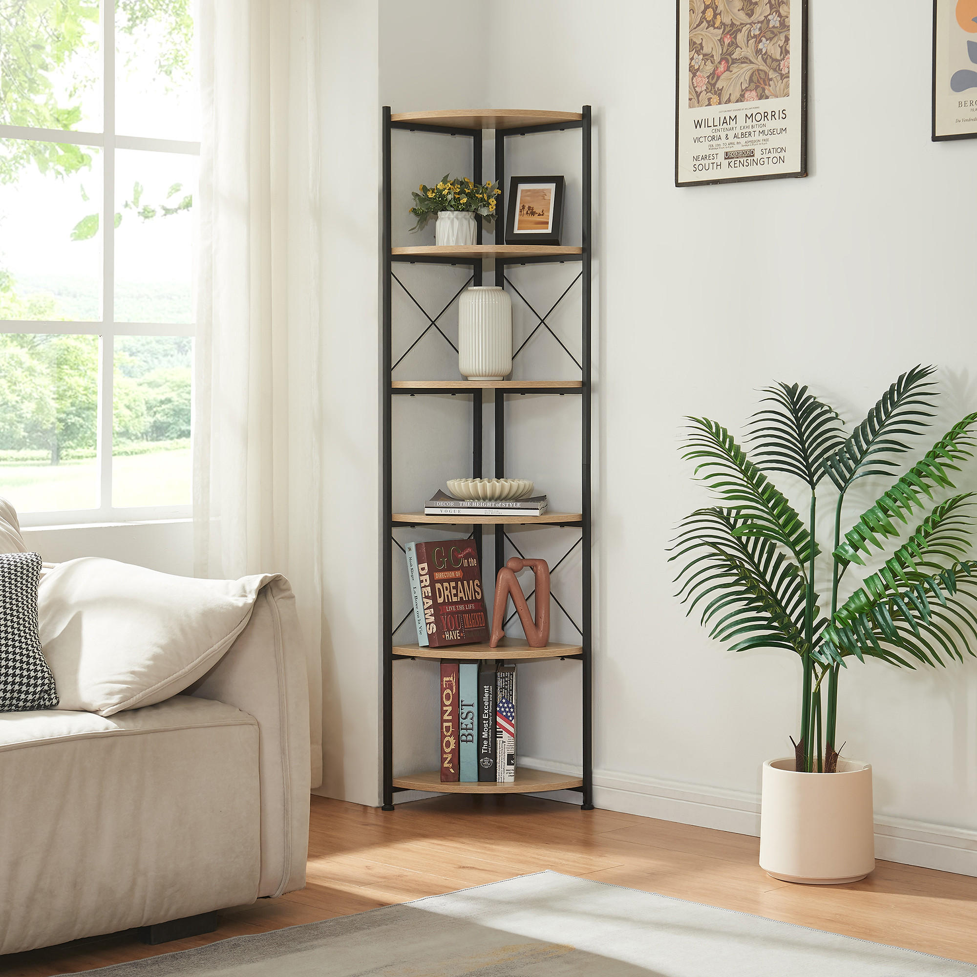 ECKREGAL Ulfborg - Schwarz/Braun, Holzwerkstoff/Metall (30/160/30cm) - [en.casa]