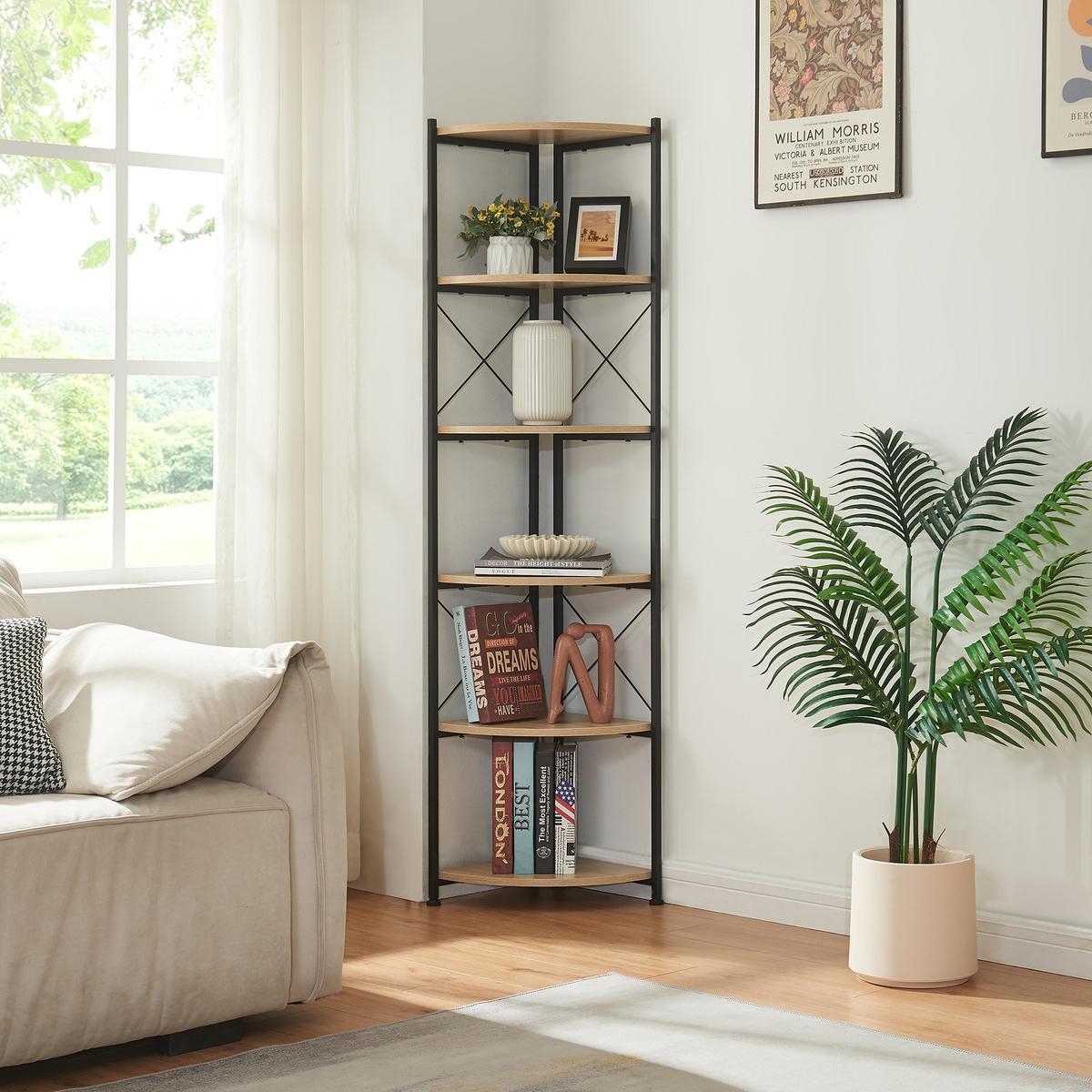 ECKREGAL Ulfborg - Schwarz/Braun, Holzwerkstoff/Metall (30/160/30cm) - [en.casa]