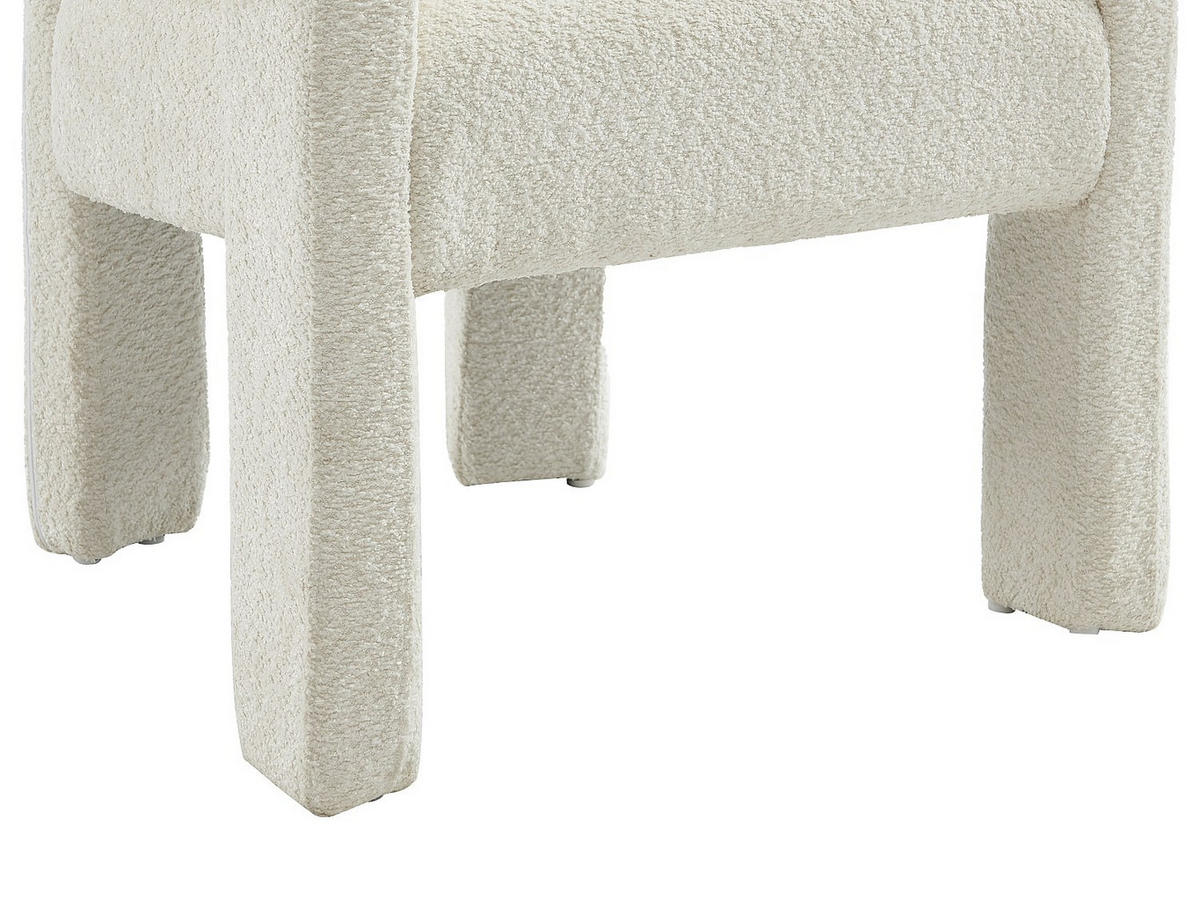 STUHL mit Armlehnen - Bouclé-Stoff & Metall - Weiß - SOFANA - Weiß, Textil (65/70/59cm) - Vente-Unique