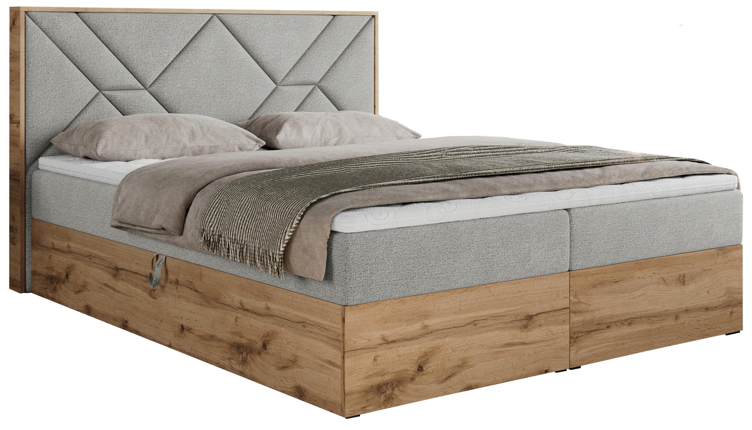 BOXBETT GUNAR - 120/200 Hellgrau Struktur - H3 - Hellgrau, Holz/Textil (120/200cm) - MKS