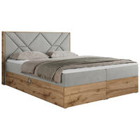 BOXBETT GUNAR - 160/200 Hellgrau Struktur - H4 - Hellgrau, Holz/Textil (160/200cm) - MKS