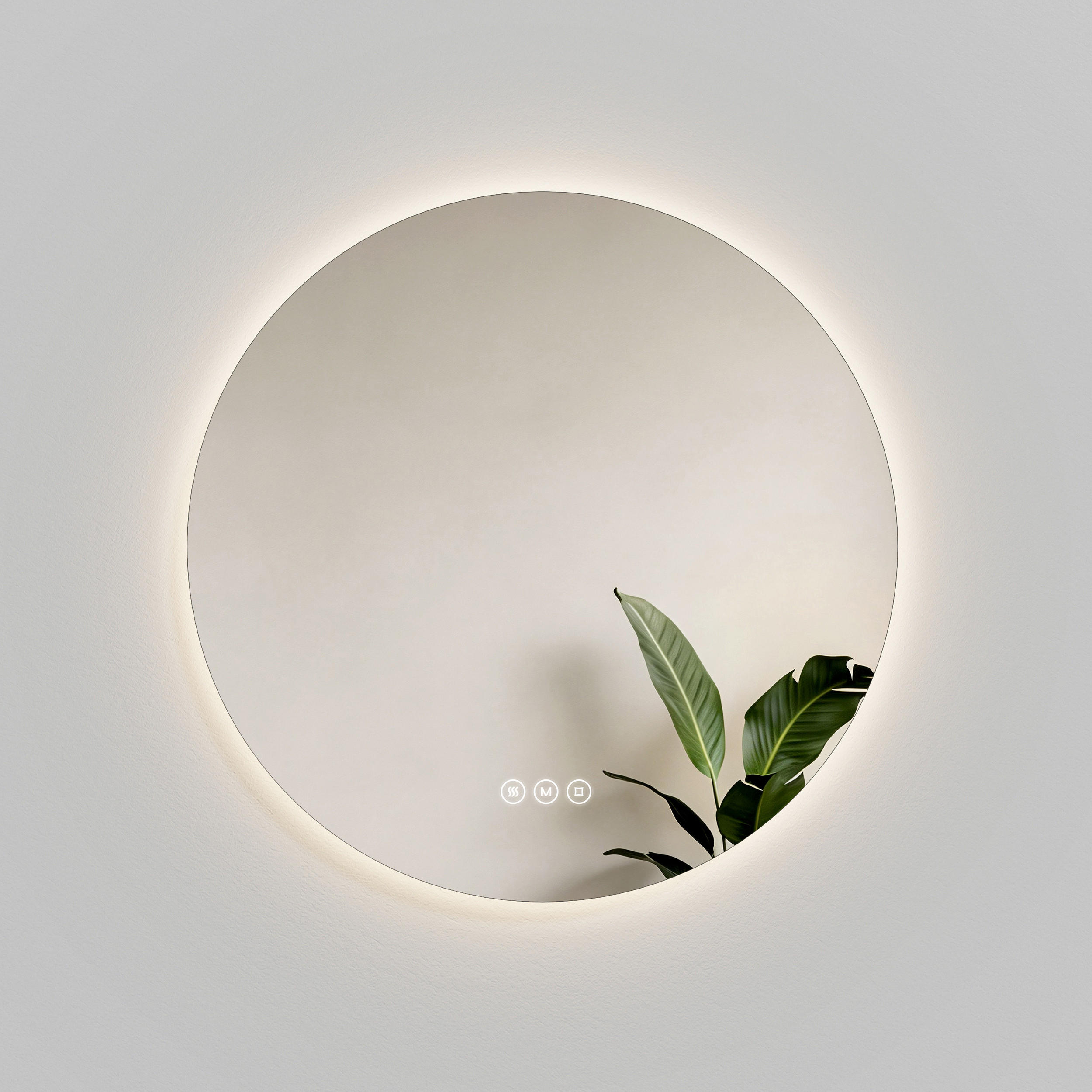 BADSPIEGEL rund mit Beleuchtung rahmenlos Ø70 cm - Weiß, Glas (70/3.5/70cm) - EMKE