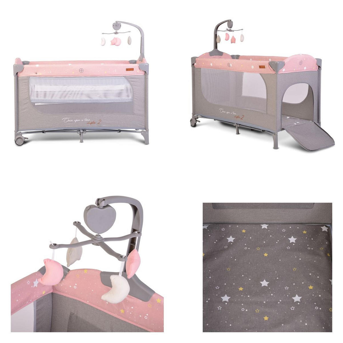 REISEBETT Once upon a time rosa 2 Ebenen, Seiteneingang, Matratze, Mobile - Rosa, Kunststoff (60/120cm) - Cangaroo