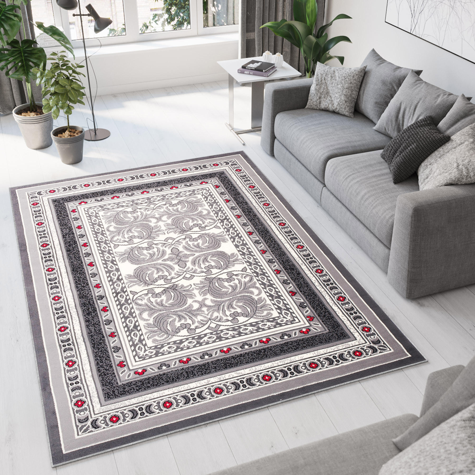 TEPPICH DREAM Dunkelgrau Rot 250/300 cm - Dunkelgrau/Rot, Textil (250/300cm) - Tapiso