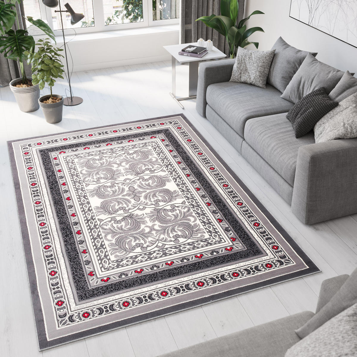 TEPPICH DREAM Dunkelgrau Rot 250/300 cm - Dunkelgrau/Rot, Textil (250/300cm) - Tapiso
