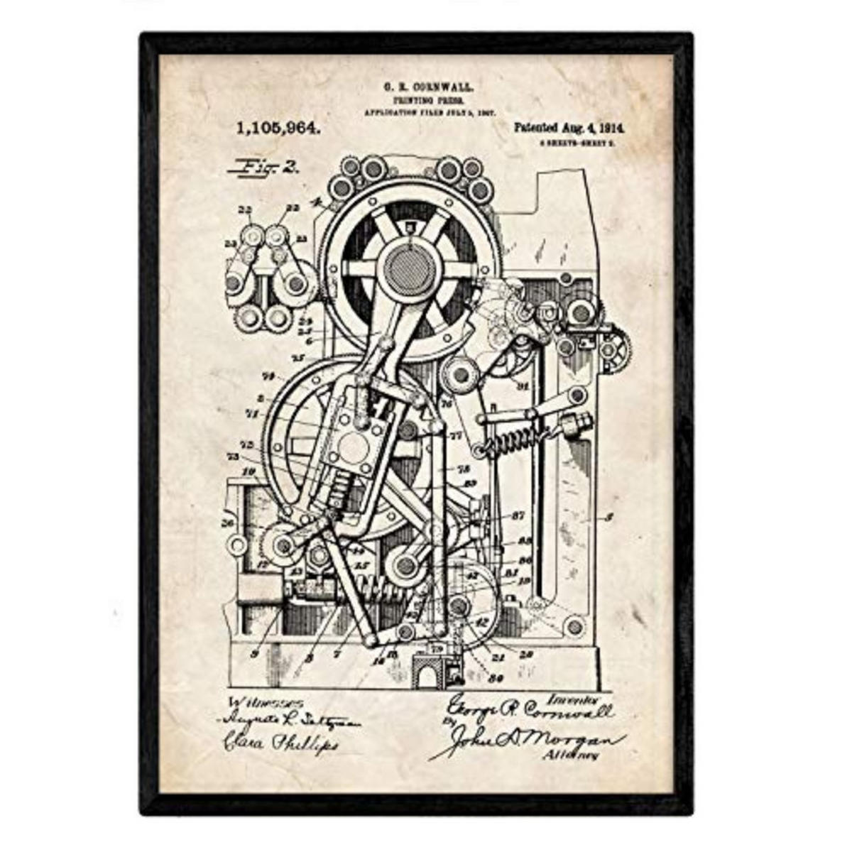 POSTER Druckmaschine 2 Patent A3 Rahmenlos - Klar, Papier (29.7/5/42cm) - Nacnic