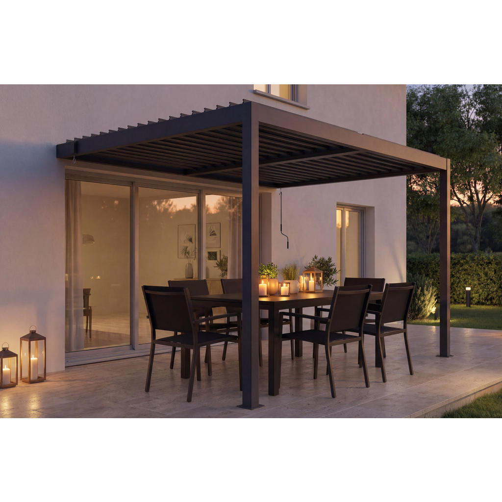 Thumbnail - Cazeboo Anlehn-Bioklima-Pergola, Grau, Metall, Rechteckig, 304x218x196 cm, Sonnen- & Sichtschutz, Pavillons & Pergolas, ...