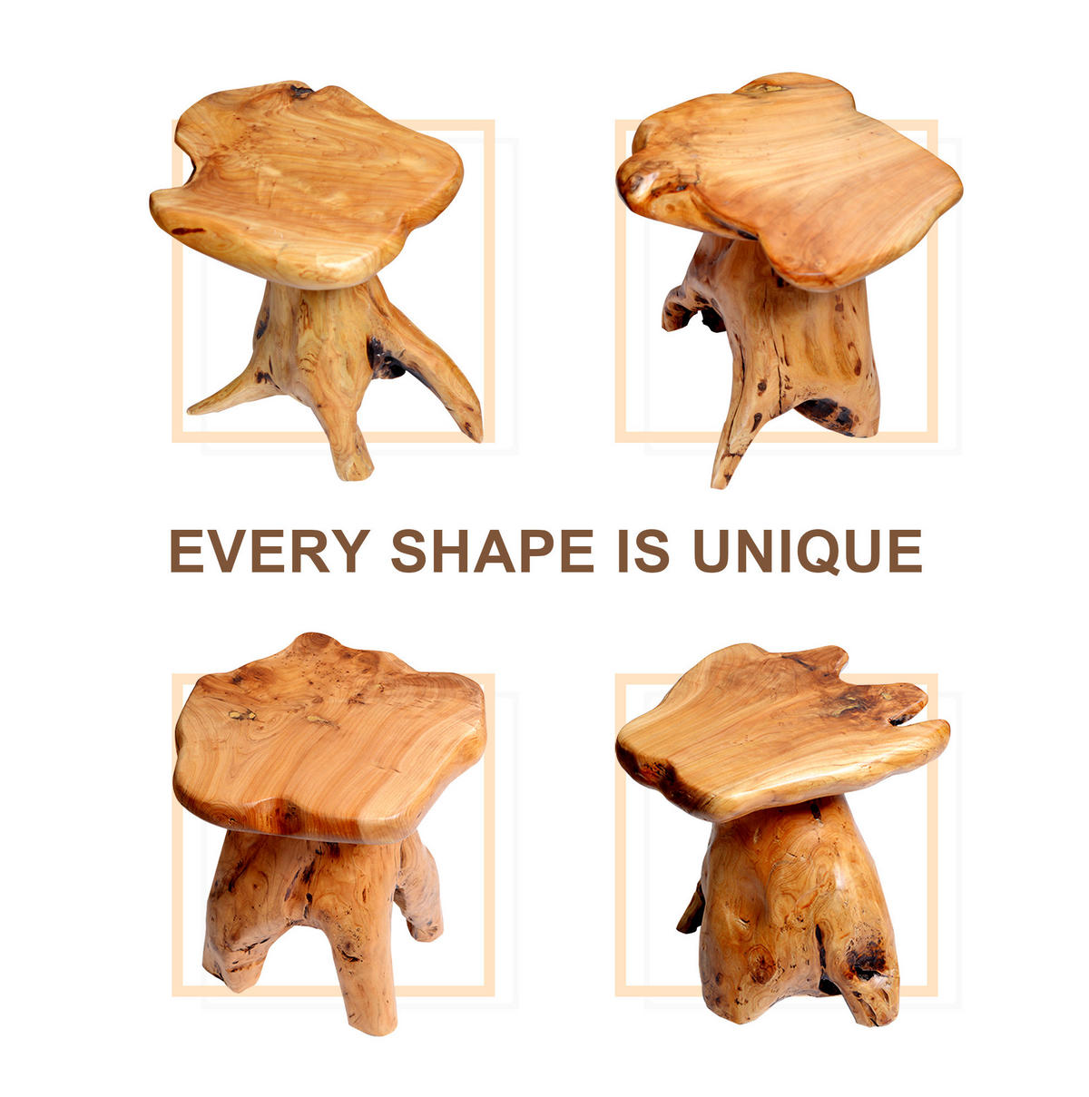 COUCHTISCH aus massivem Tannenholz in Naturfarbe – unregelmäßige Form - Naturfarben, Holz (35/30/37cm) - BEAOK