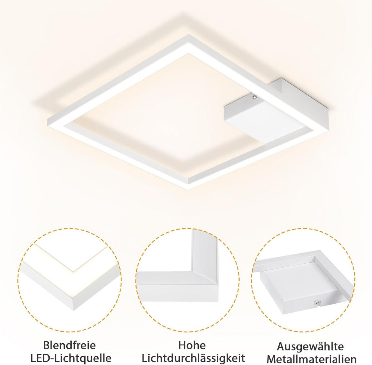 LED-DECKENLEUCHTE Dornwall 29.4/3.8/29.4 cm - Weiß, Metall (29.4/29.4/3.8cm) - ZMH