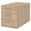 ROLLCONTAINER - mit 3 Schubladen 80/42,8/51,2 cm in Eichefarben Bügelgriff (Metall) - Eichefarben, Holzwerkstoff (42.8/51.2/80cm) - bümö