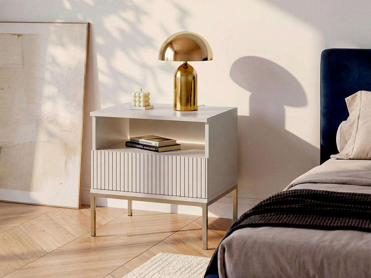 NACHTTISCH - 53.6 cm x 39 cm - Holz, Platte - Beige, Naturfarben Hell - OVILA - Beige/Naturfarben, Holz (53.6/56.2/39cm) - Vente-Unique