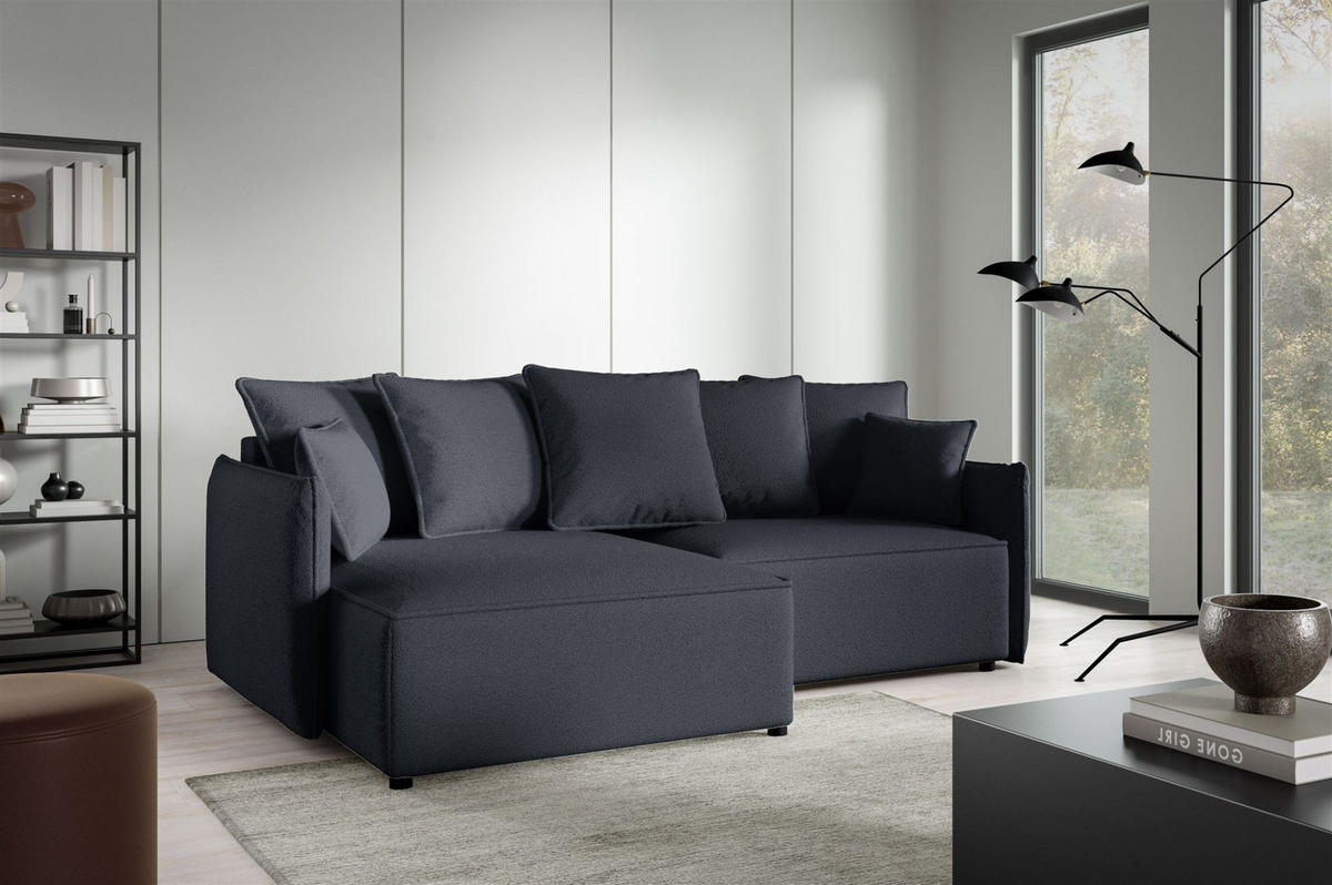 ECKSOFA Minea Mit Schlaffunktion - Anthrazit, Holzwerkstoff/Textil (221/153cm) - Fun Möbel