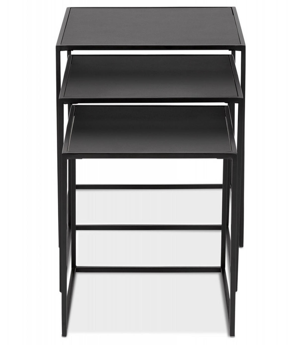 BEISTELLTISCH-SET Schwarz Holz Metall Stapelbar 50x50x50 45x45x45 40x40x40 cm - Schwarz, Holz/Metall (50/50/50cm) - KADIMA DESIGN