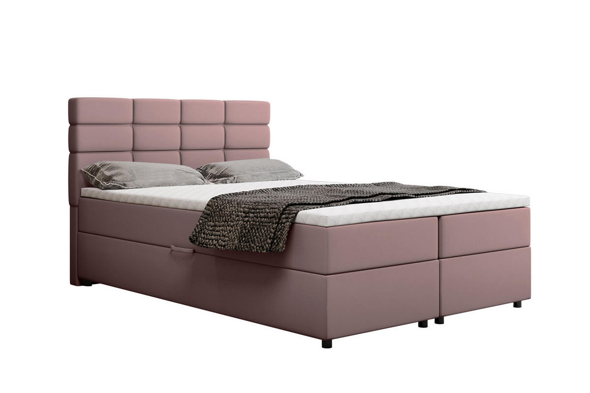 BOXBETT Reve 140 x 200 cm mit Bettkasten und Lattenrost ohne matratze - rosa - Rot, Holz (140/200cm) - Homesy