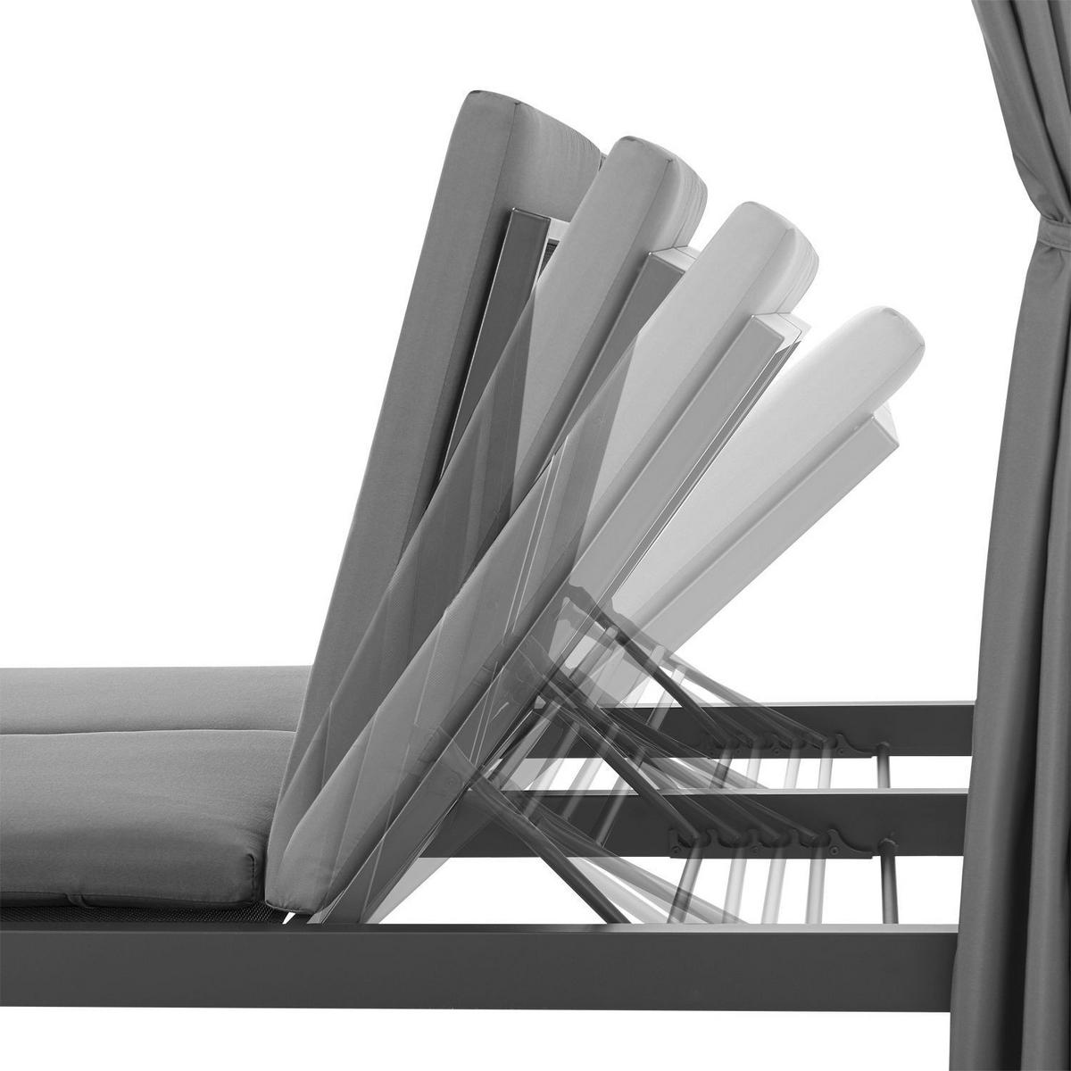 DOPPELLIEGE Loungebett Kreta grau/ dunkelgrau - Grau, Metall (147/207/207cm) - Juskys
