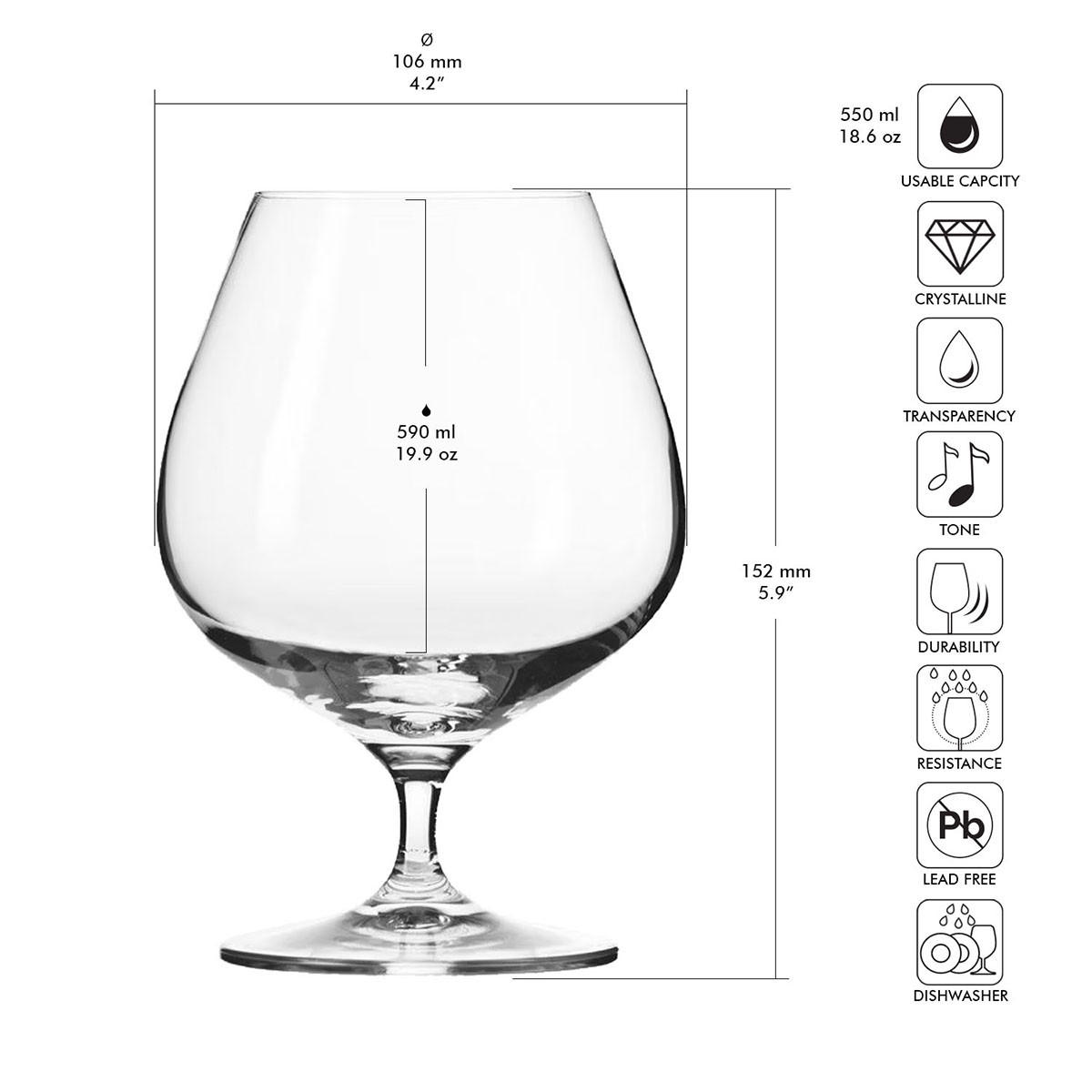 COGNACGLÄSER Harmony, 6er-Set, 590 ml - Transparent, Glas (0.59L) - Krosno Glass
