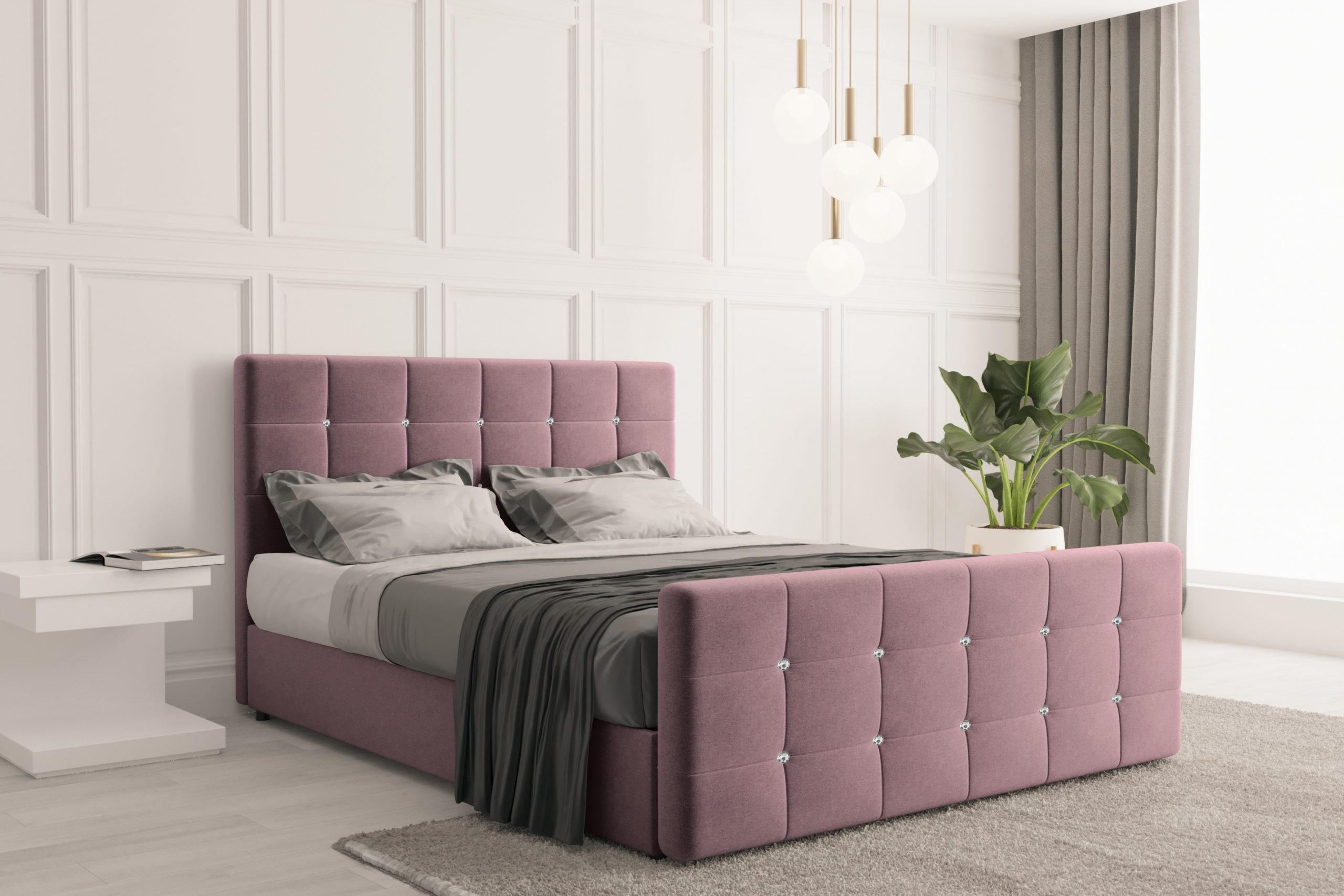 BOXBETT Mit Bettkasten Und Matratze Topper ROMA 120x200 cm Rosa H2-Pocket - Dunkelblau/Rosa, Holz/Holzwerkstoff (120/200cm) - Kaiser Möbel