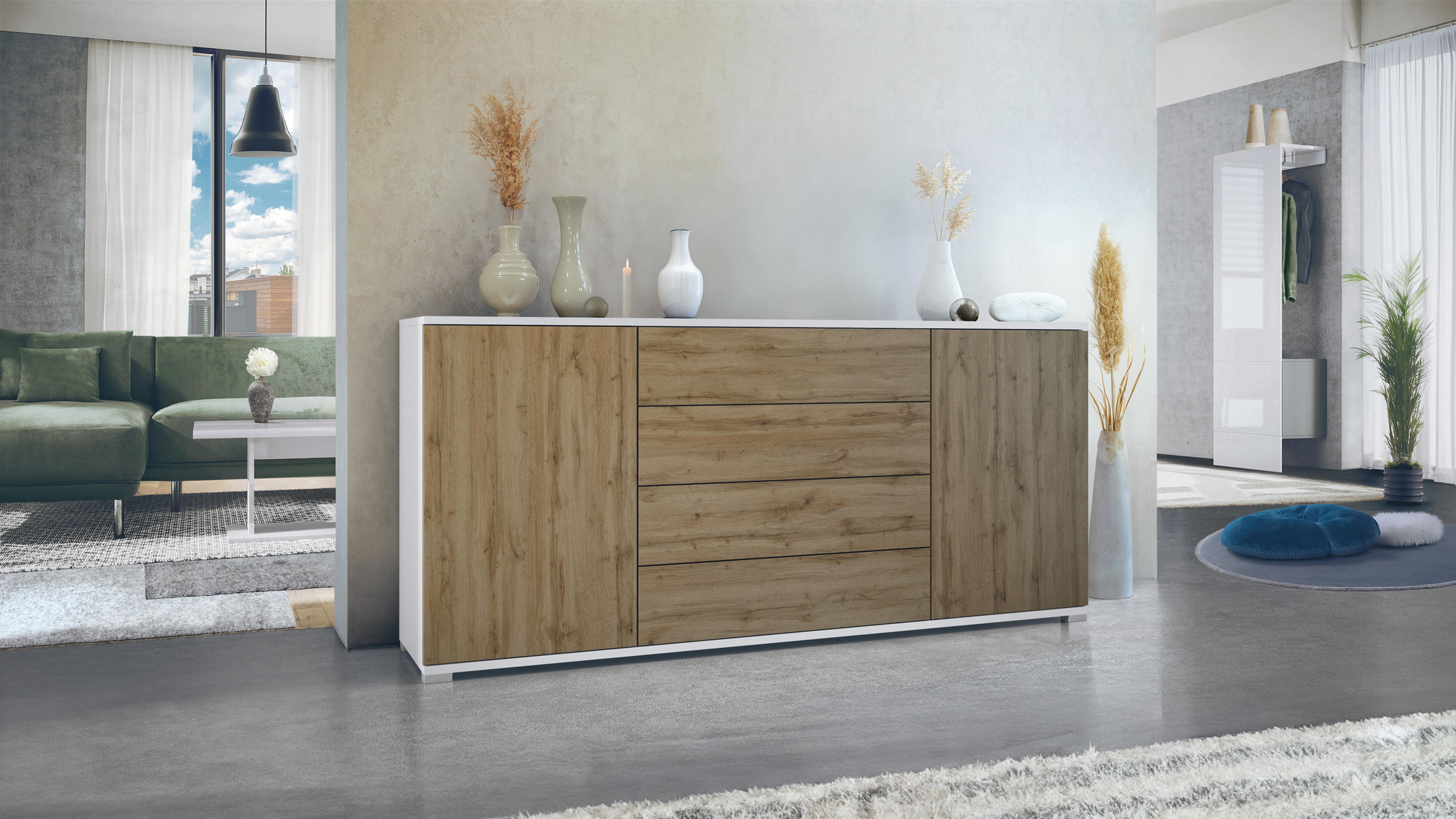SIDEBOARD Santo Eiche Evoke - Eiche San Remo, Holzwerkstoff (166.5/75.5/35cm) - Vladon